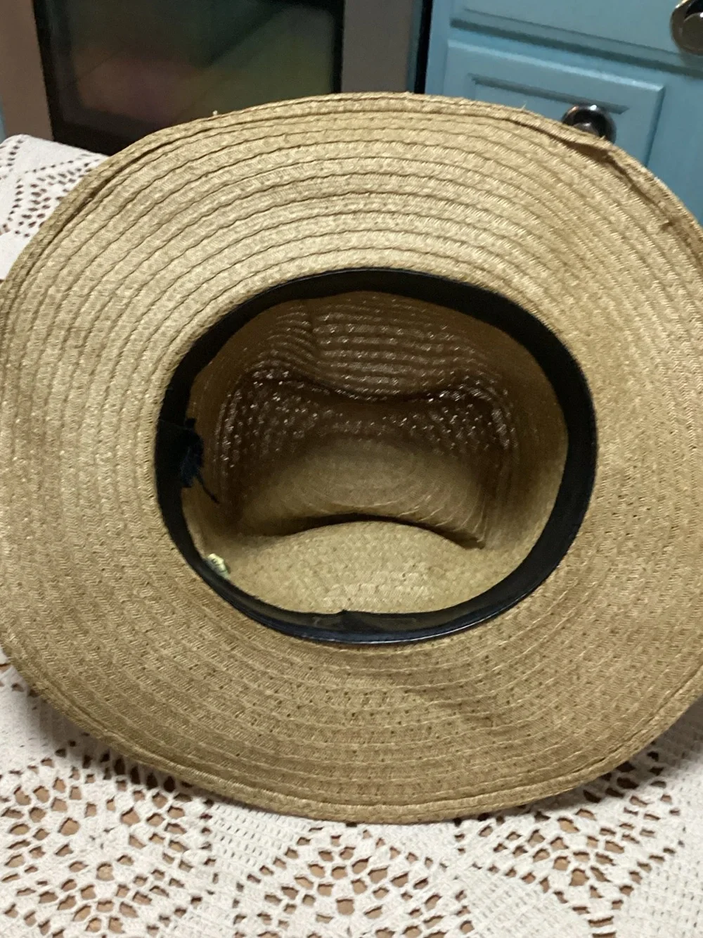 Men's Straw Rancher Hat in Tan with Leather Band